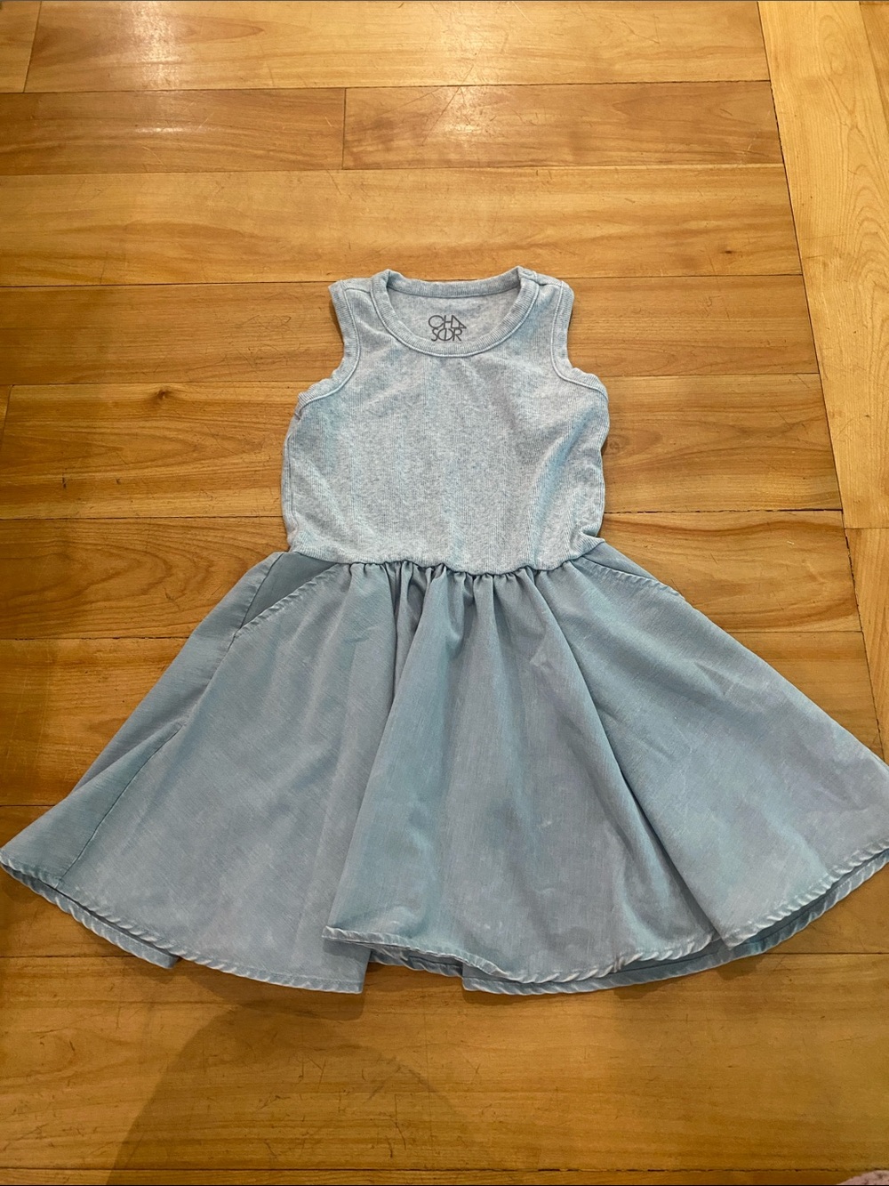 Chaser Light Blue Sleeveless Twirl Dress